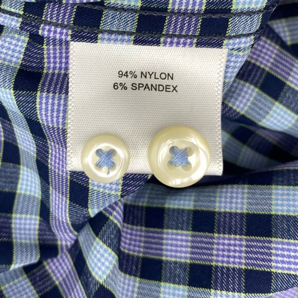 Peter Millar Men’s Shirt Plaid Luxury Lightweight Nylon Blend Long Sleeve XL - Picture 4 of 6